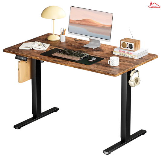 Standing Desk Height Adjustable 48 X 24 Inches Sit or Stand Brown Rustic Wood