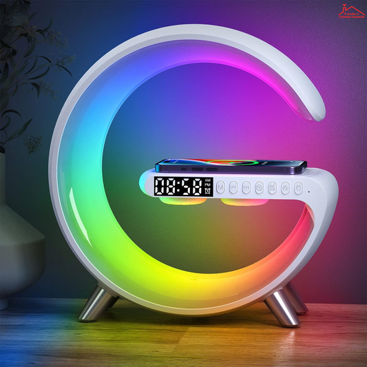 Alarm Clock Color Changing LED Wireless Charger Ambience Light Multifunctional