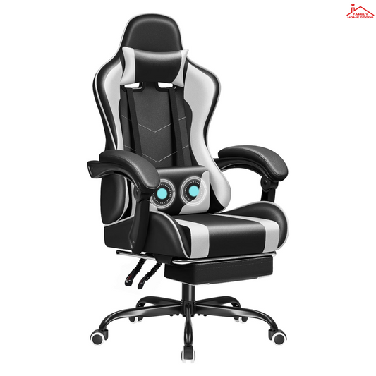 Gaming Chair Ergonomic Computer Chair with Footrest & Massage Lumbar Support