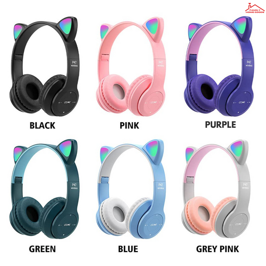 Cat Ear Headphones Wireless Bluetooth Headset With Built In Mic Multiple Colors